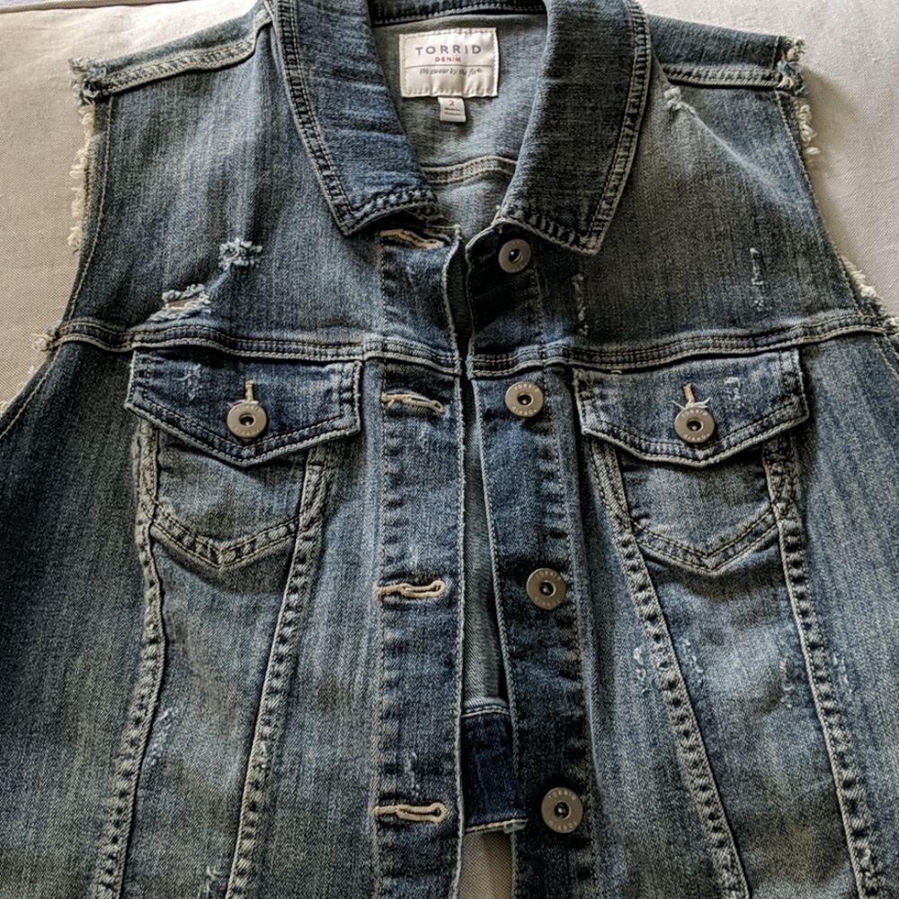 Distressed Denim Vest